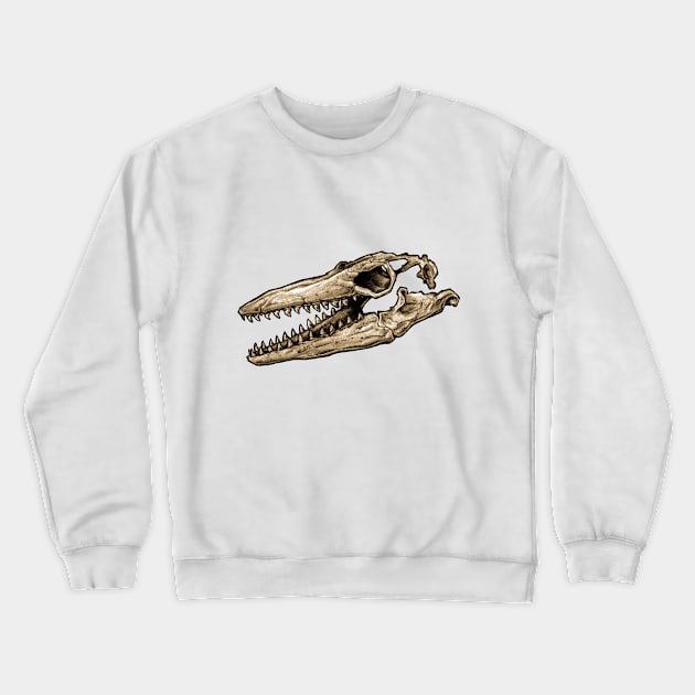 Dinosaur Skull Mosasaurus Sticker Crewneck Sweatshirt by CassWArt